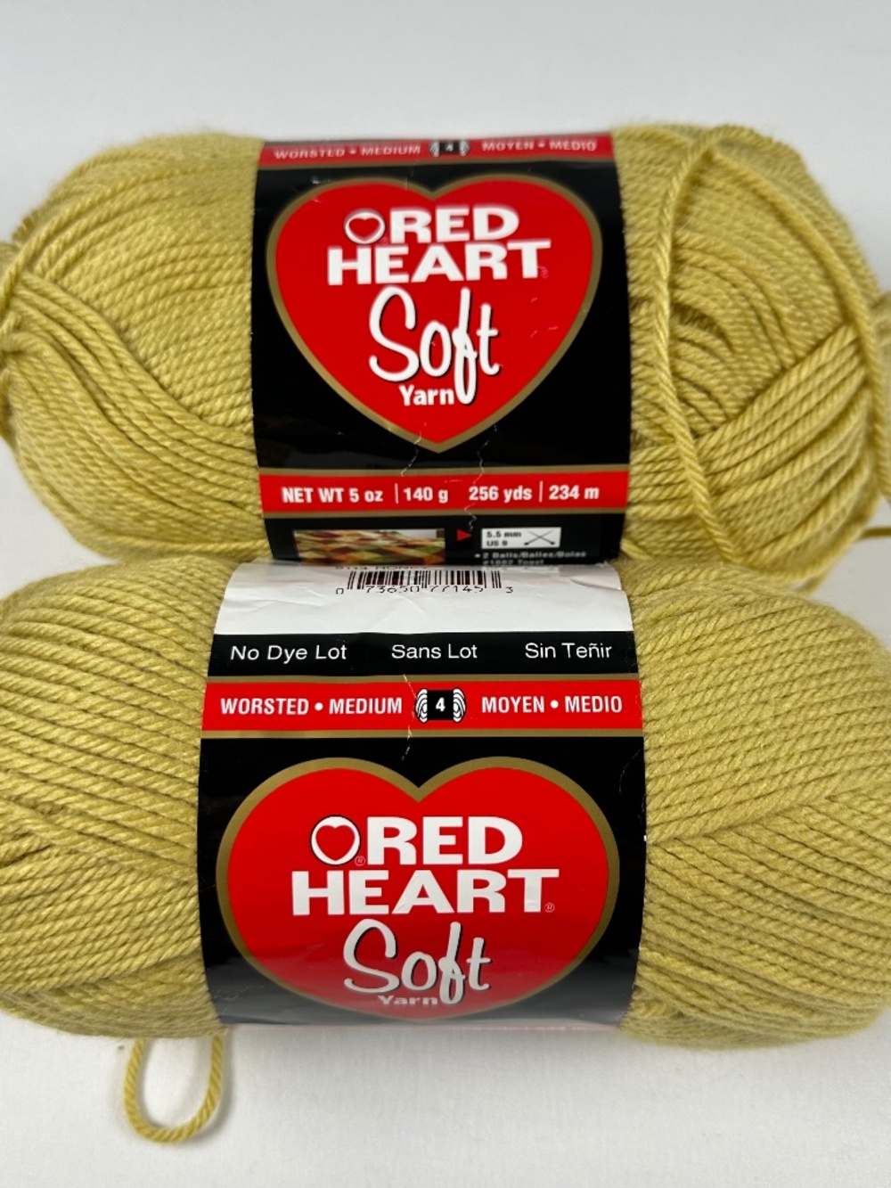 Red Heart Soft Yarn Color 9114 Honey Lot of 2 Med. Weight 4 Acrylic Discontinued